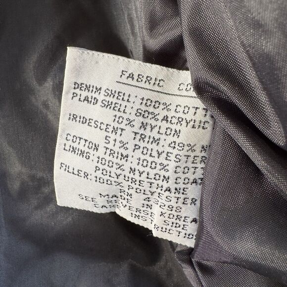 Patchwork Jacket XS Plaid Denim Pockets Cowboy Western Vintage - Picture 10 of 15